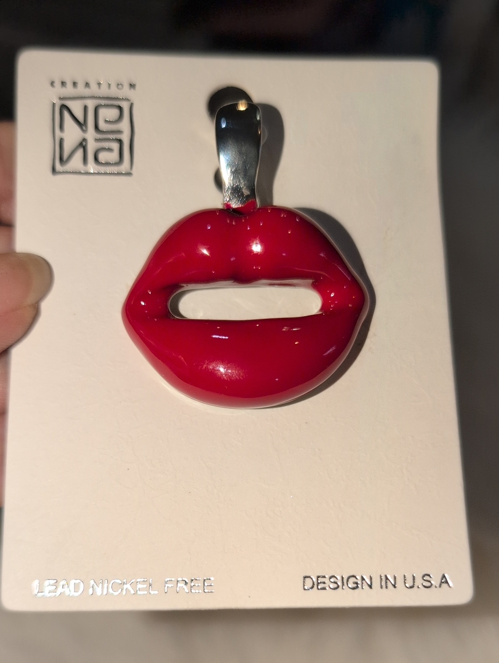 Red Lip Pendant Necklace - Bold Red Statement